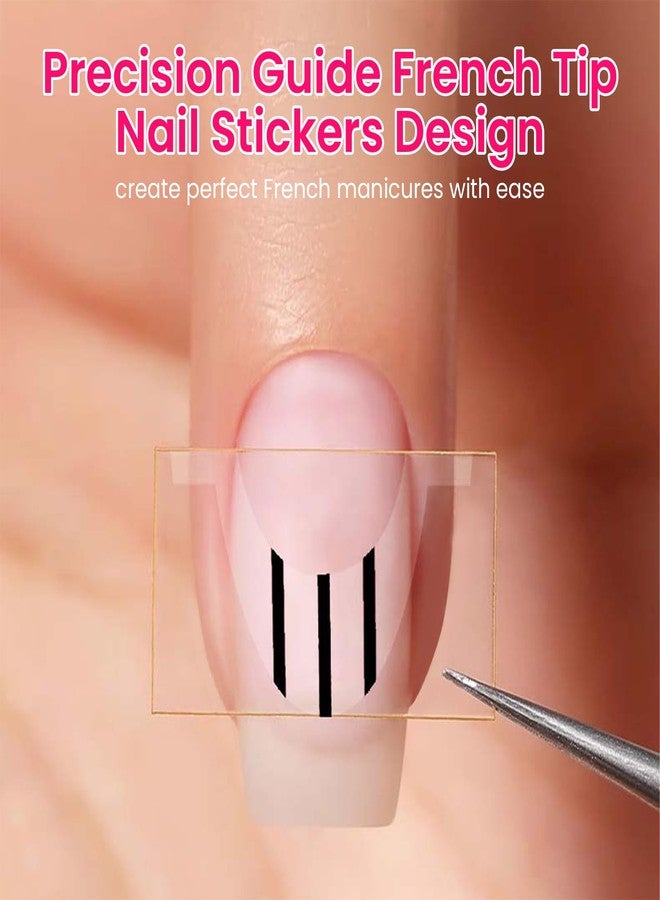 ESUOHYM 10 Sheets French Tip Guide Stencil for All Nail Shapes French Manicure Strips Stickers Self-Adhesive Frenchs Nail Decals for DIY Decoration Stencil Tools Home Salon - Image 4